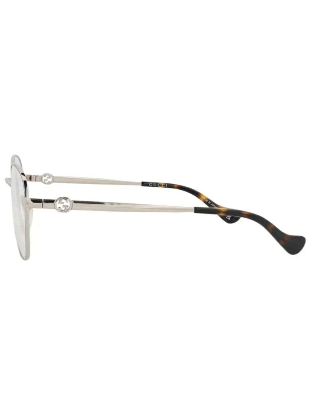 New Gucci Women's Eyeglasses Round Oval Metal Frame Silver Silver Transparent